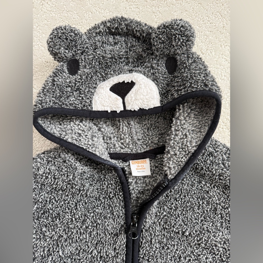 Gymboree Gray Bear zip up Hoodie for Kids, 18-24 months - Picture 3 of 8